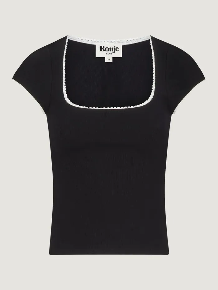Rouje Tops Women Siam TShirt Galon Noir
