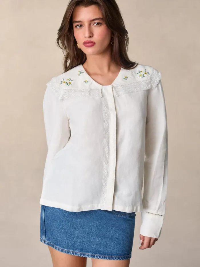 Rouje Tops Women Sigrid Shirt Uni Blanc