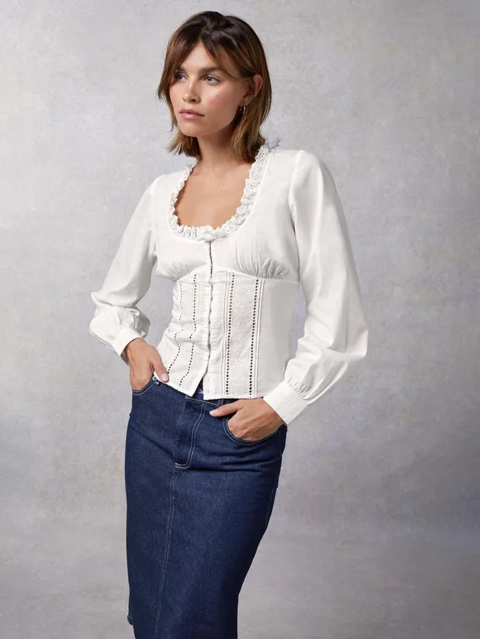 Rouje Tops Women Wendy Shirt Uni Blanc
