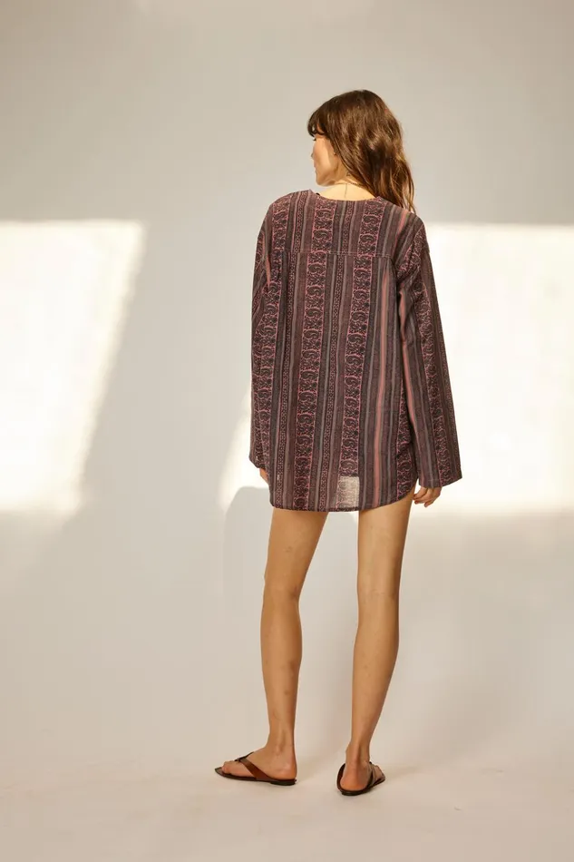Ryan Shirt Paisley Stripe Heather Women Natalie Martin Tops Ryan Shirt Paisley Stripe Heather Women Natalie Martin Tops