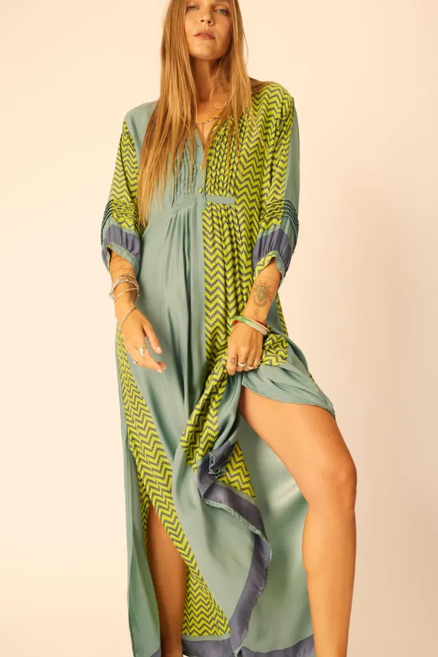 Sammie Maxi Block Zigzag Lime Women Natalie Martin Dresses