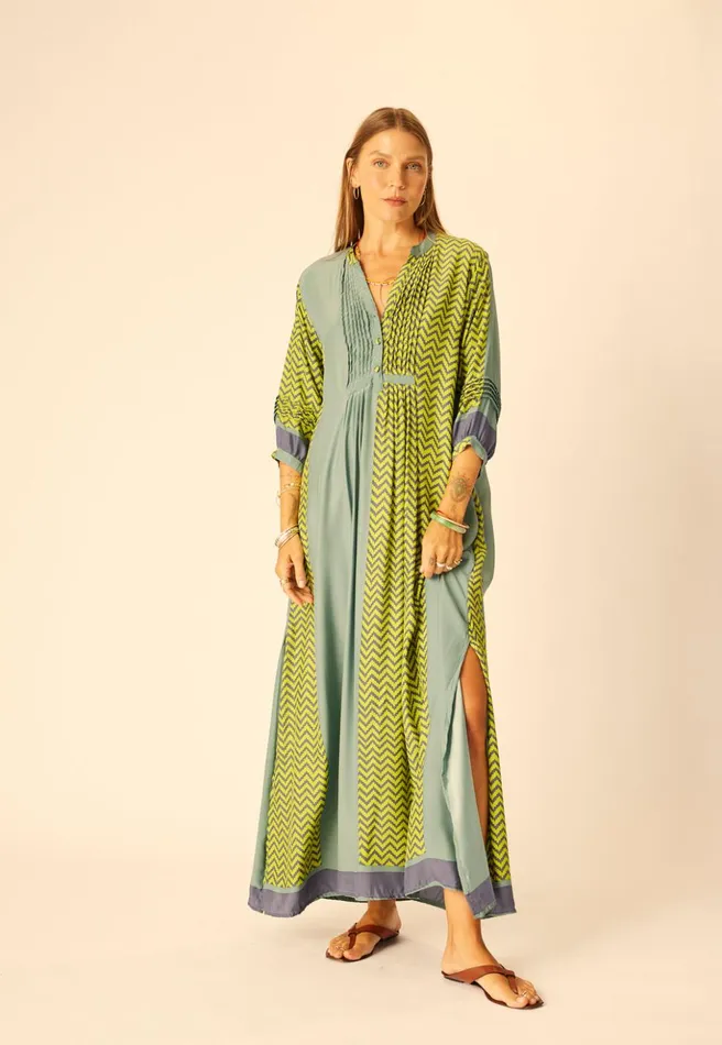 Sammie Maxi Block Zigzag Lime Women Natalie Martin Dresses