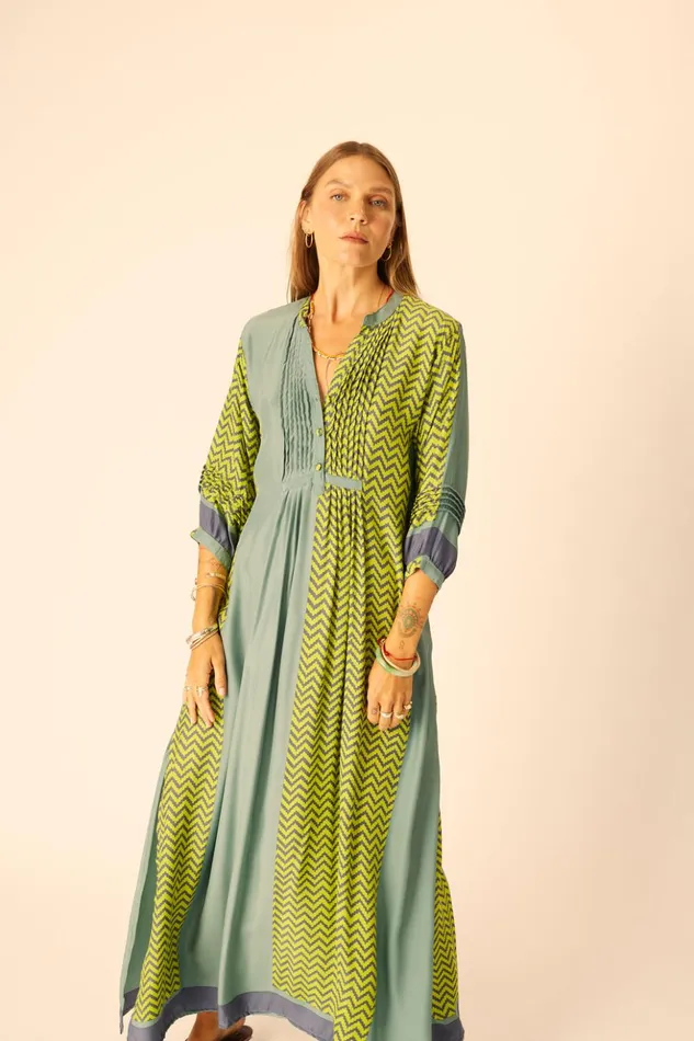 Sammie Maxi Block Zigzag Lime Women Natalie Martin Dresses