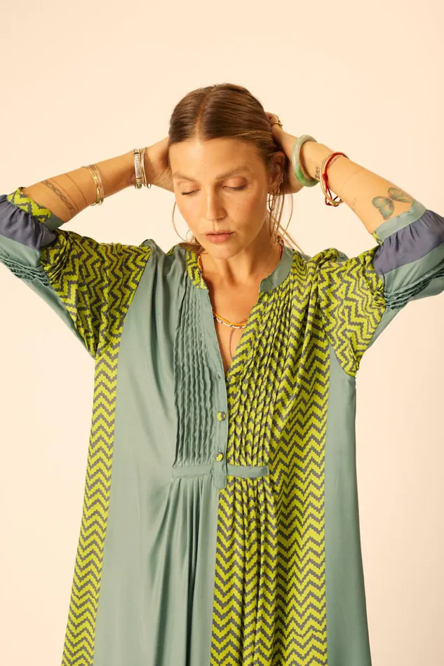 Sammie Maxi Block Zigzag Lime Women Natalie Martin Dresses