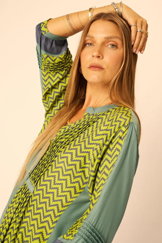 Sammie Maxi Block Zigzag Lime Women Natalie Martin Dresses
