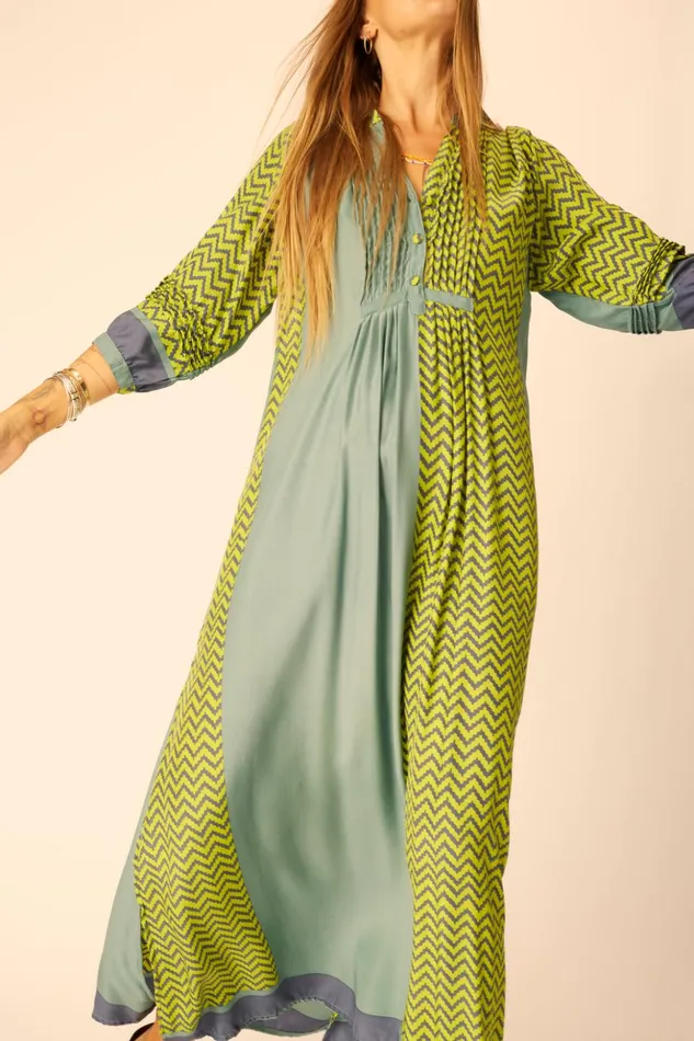 Sammie Maxi Block Zigzag Lime Women Natalie Martin Dresses