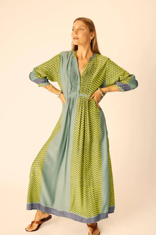 Sammie Maxi Block Zigzag Lime Women Natalie Martin Dresses
