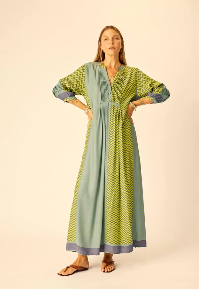 Sammie Maxi Block Zigzag Lime Women Natalie Martin Dresses