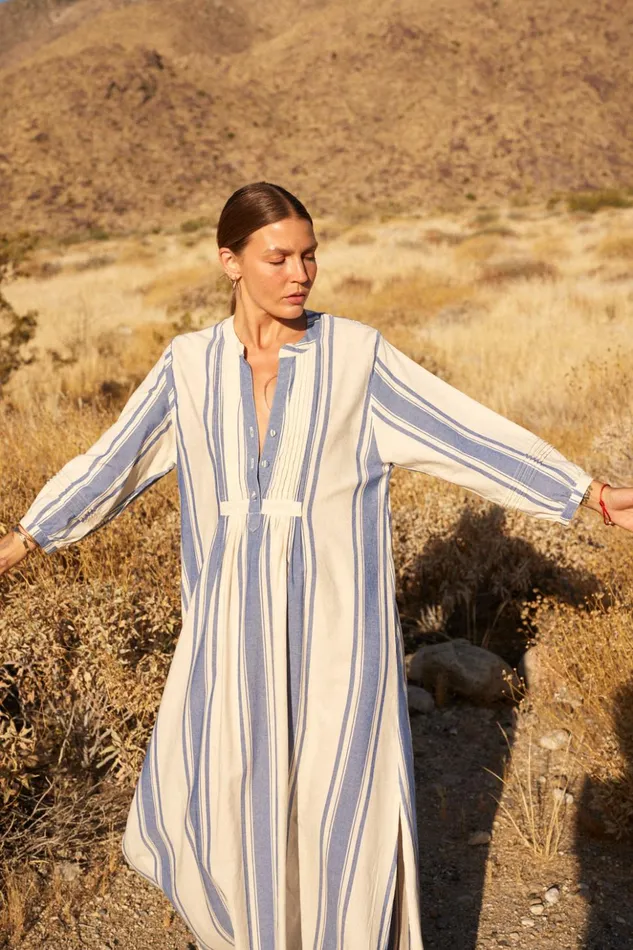 Sammie Maxi French Stripe Blue Women Natalie Martin Dresses