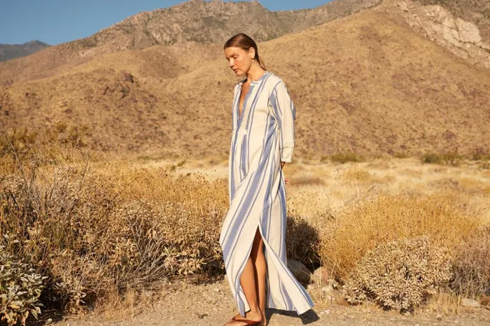 Sammie Maxi French Stripe Blue Women Natalie Martin Dresses