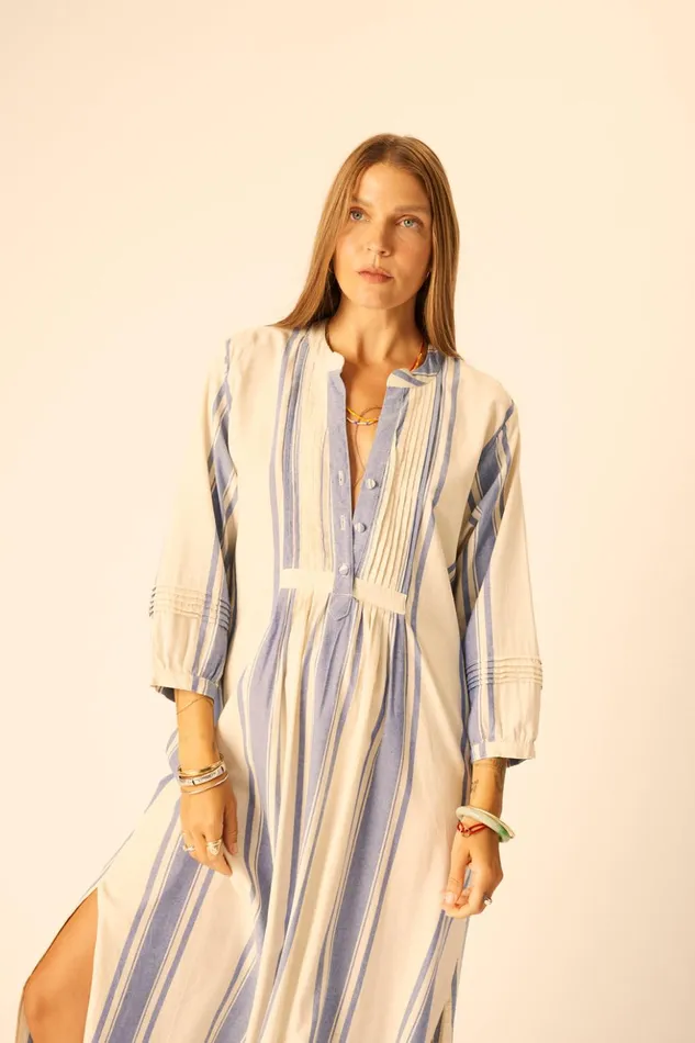 Sammie Maxi French Stripe Blue Women Natalie Martin Dresses