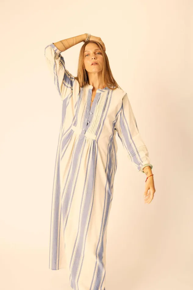 Sammie Maxi French Stripe Blue Women Natalie Martin Dresses