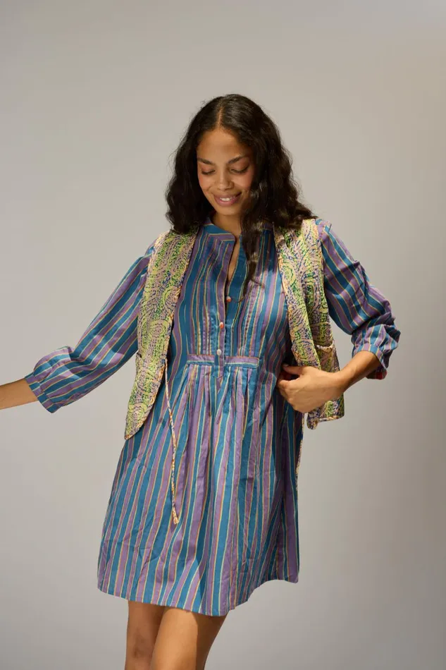Sammie Short Dress Batik Stripe Lavender Women Natalie Martin Dresses