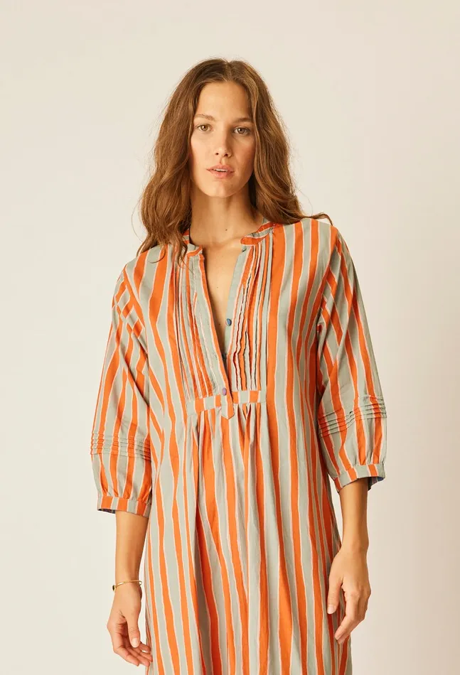 Sammie Short Dress Batik Stripe Sage Women Natalie Martin Dresses