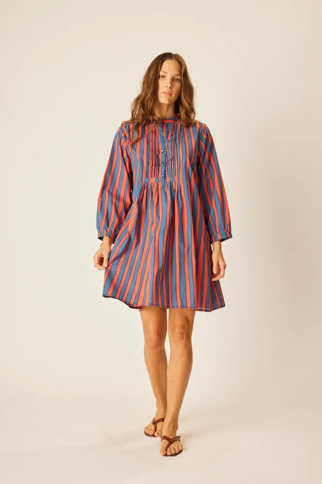 Sammie Short Dress Batik Stripe Sage Women Natalie Martin Dresses