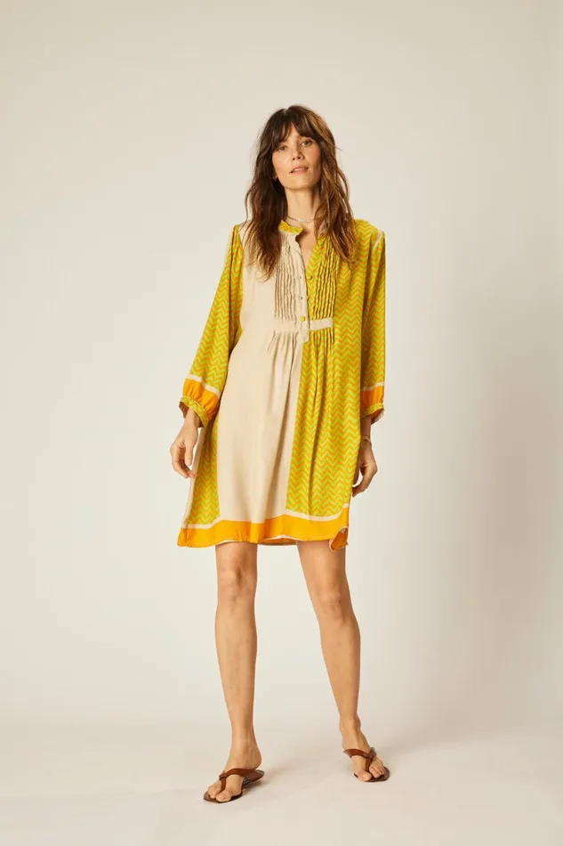 Sammie Short Dress Block Zigzag Tangerine Women Natalie Martin Dresses