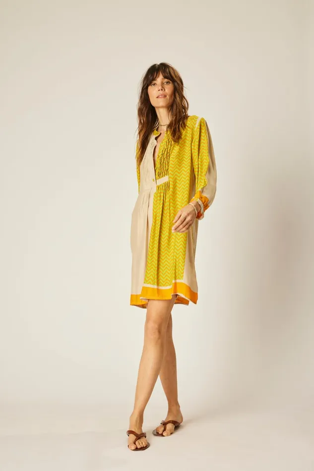 Sammie Short Dress Block Zigzag Tangerine Women Natalie Martin Dresses