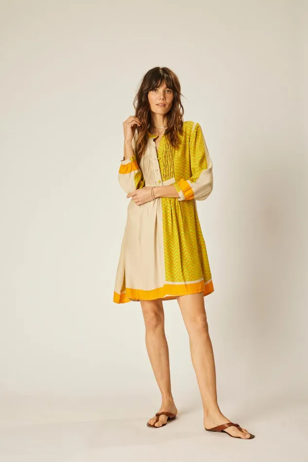 Sammie Short Dress Block Zigzag Tangerine Women Natalie Martin Dresses