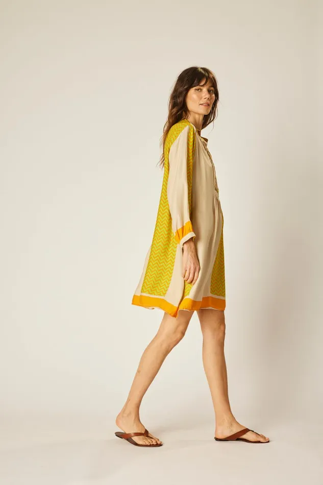 Sammie Short Dress Block Zigzag Tangerine Women Natalie Martin Dresses