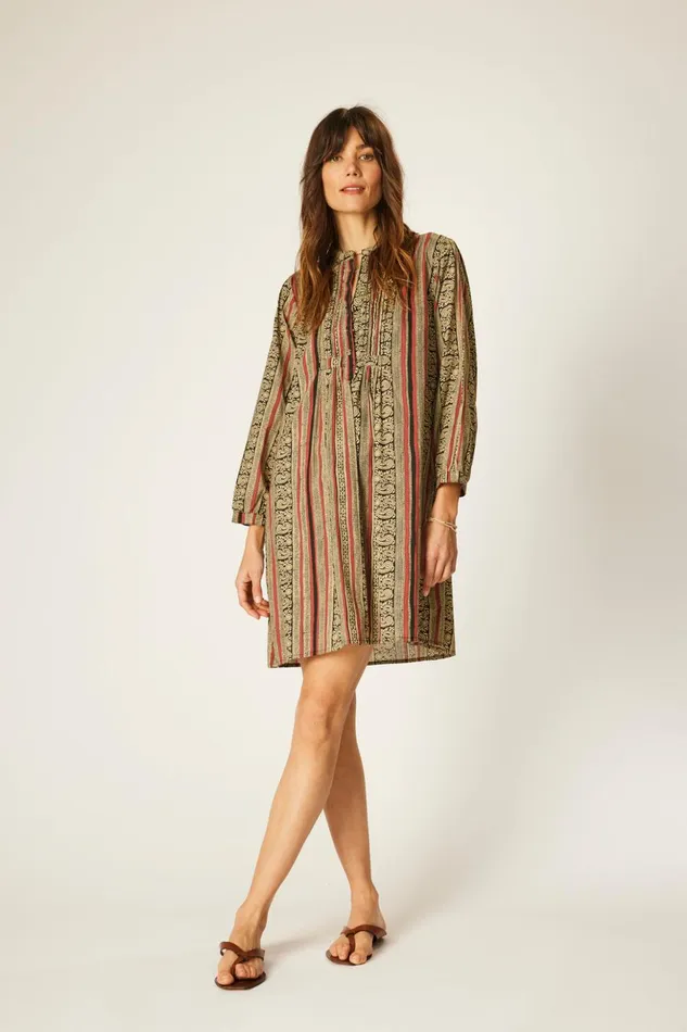 Sammie Short Dress Paisley Stripe Black Women Natalie Martin Dresses