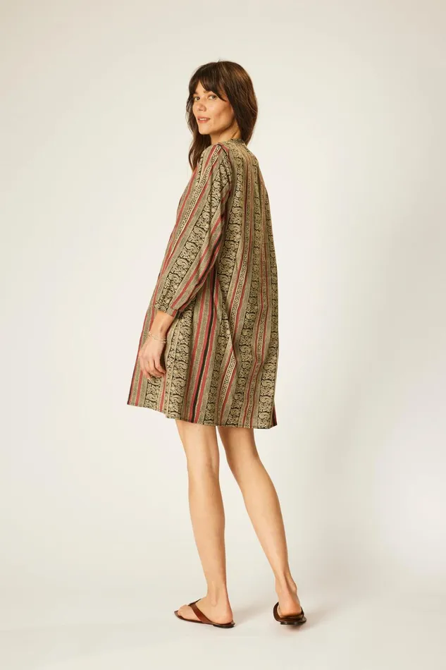 Sammie Short Dress Paisley Stripe Black Women Natalie Martin Dresses