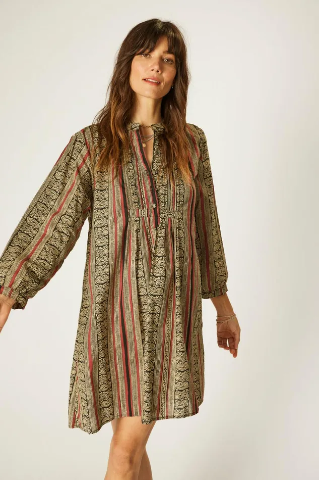 Sammie Short Dress Paisley Stripe Black Women Natalie Martin Dresses