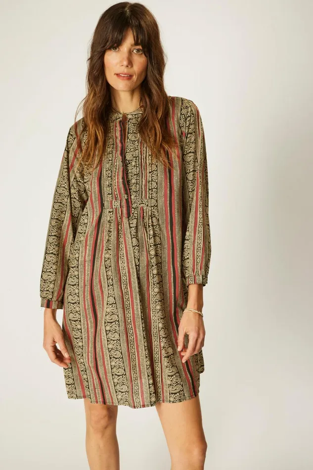 Sammie Short Dress Paisley Stripe Black Women Natalie Martin Dresses