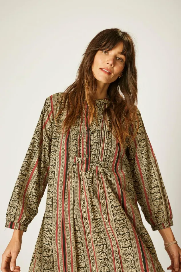 Sammie Short Dress Paisley Stripe Black Women Natalie Martin Dresses