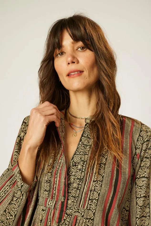 Sammie Short Dress Paisley Stripe Black Women Natalie Martin Dresses
