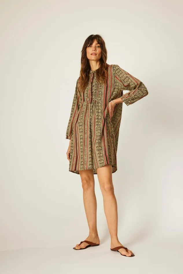 Sammie Short Dress Paisley Stripe Black Women Natalie Martin Dresses
