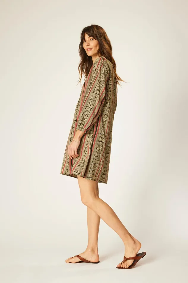 Sammie Short Dress Paisley Stripe Black Women Natalie Martin Dresses