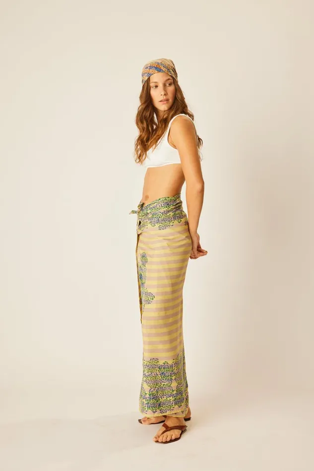Sarong Batik Chrysanthemum Bluegreen Women Natalie Martin Bottoms