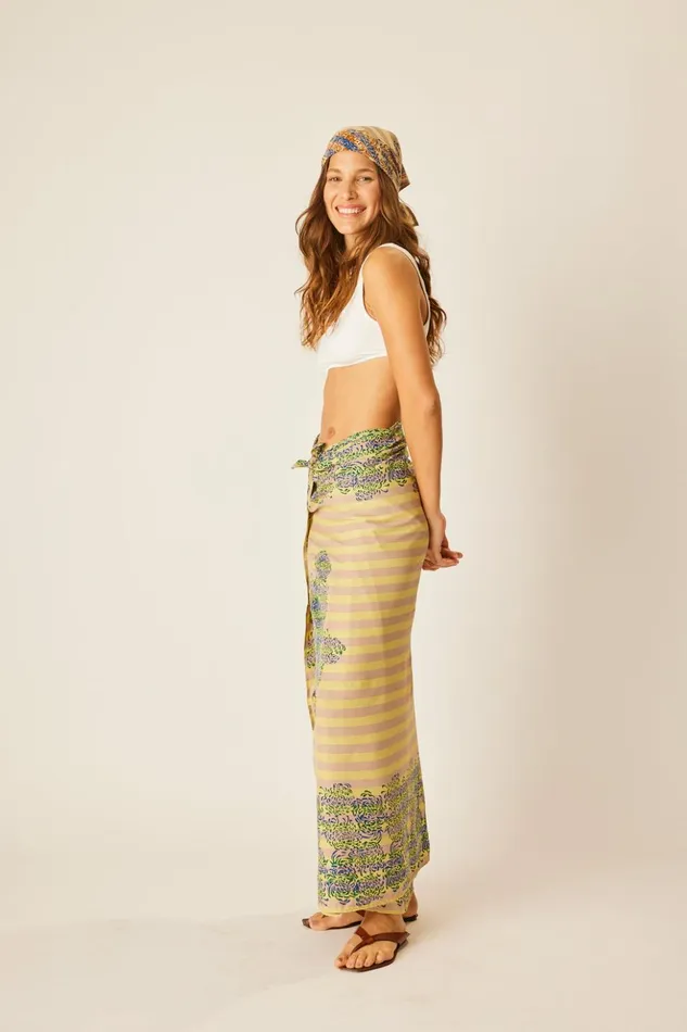 Sarong Batik Chrysanthemum Bluegreen Women Natalie Martin Bottoms