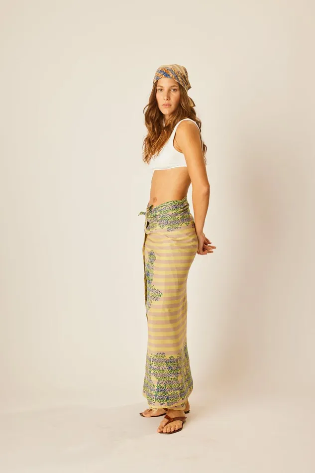 Sarong Batik Chrysanthemum Bluegreen Women Natalie Martin Bottoms