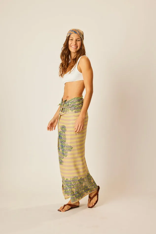Sarong Batik Chrysanthemum Bluegreen Women Natalie Martin Bottoms