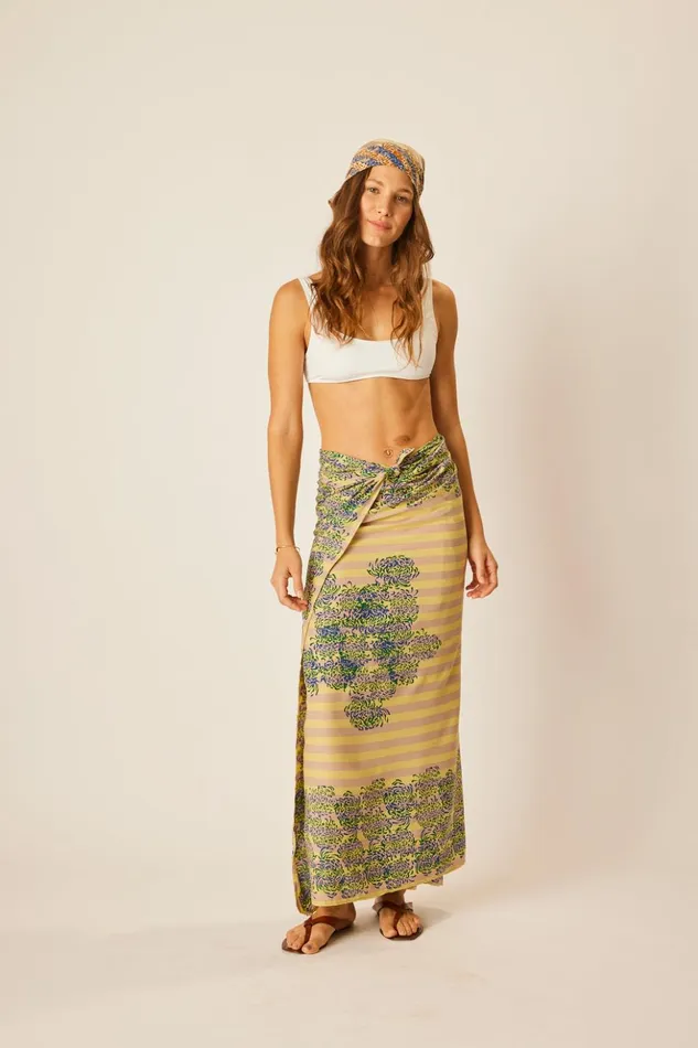 Sarong Batik Chrysanthemum Bluegreen Women Natalie Martin Bottoms