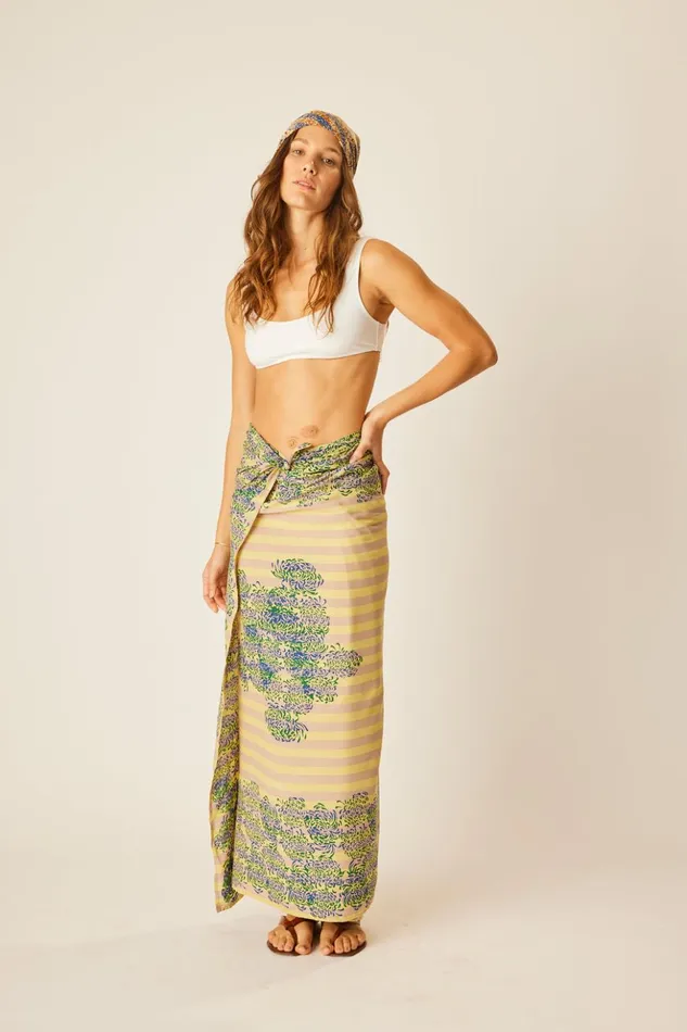 Sarong Batik Chrysanthemum Bluegreen Women Natalie Martin Coverups