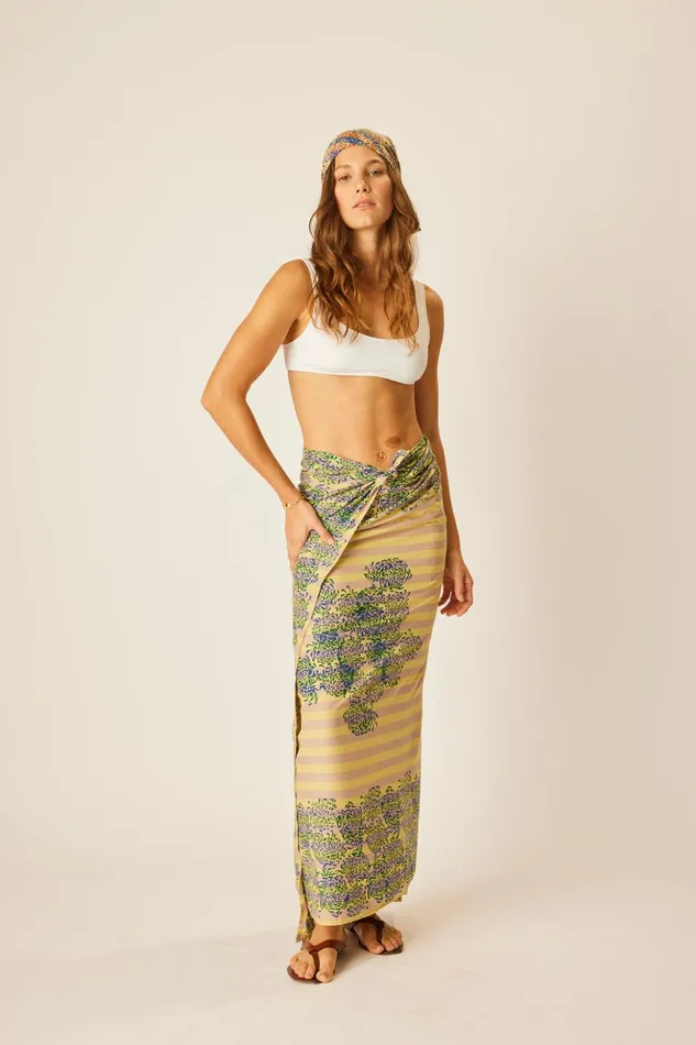 Sarong Batik Chrysanthemum Bluegreen Women Natalie Martin Coverups
