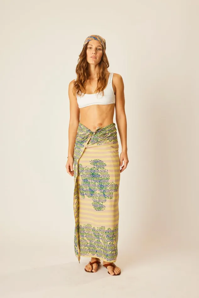 Sarong Batik Chrysanthemum Bluegreen Women Natalie Martin Coverups