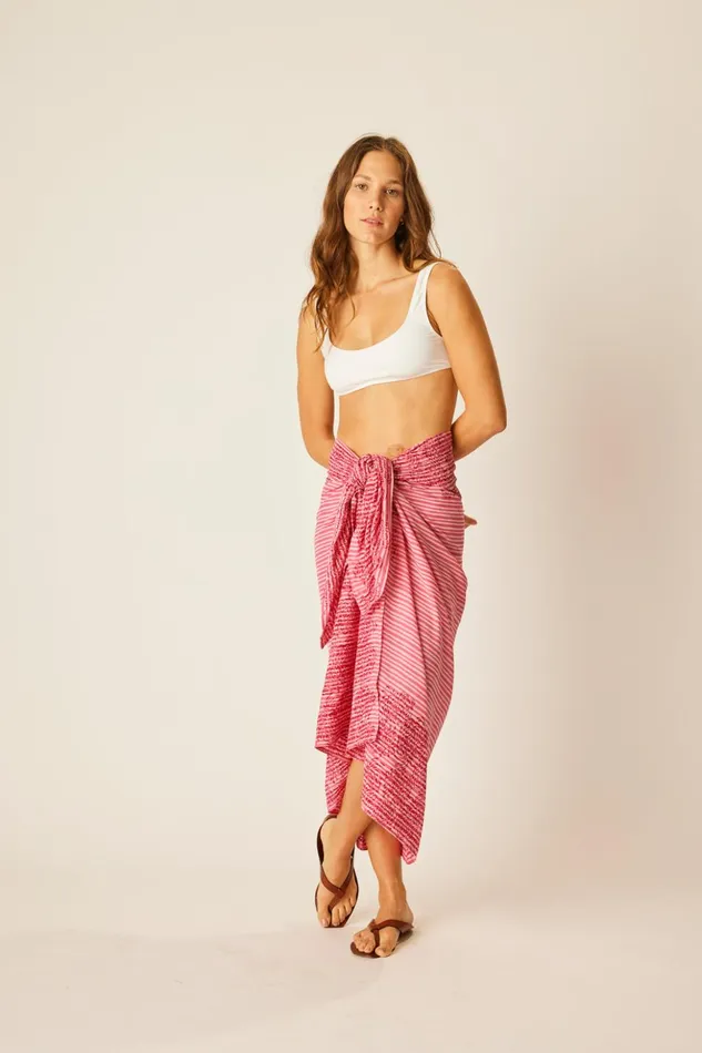 Sarong Batik Chrysanthemum Fuchsia Women Natalie Martin Bottoms