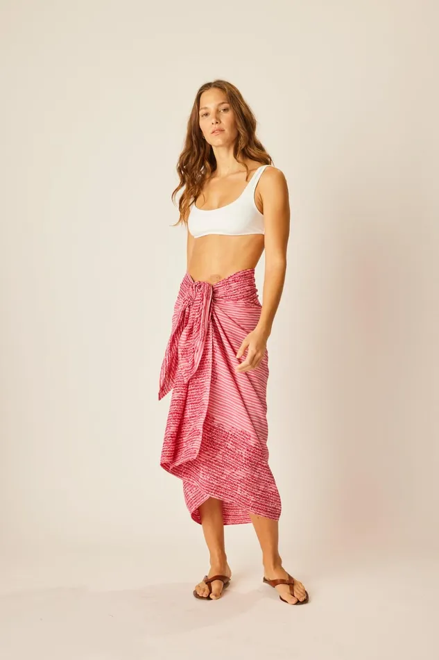 Sarong Batik Chrysanthemum Fuchsia Women Natalie Martin Coverups