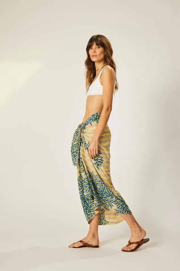 Sarong Batik Coral Bluegreen Women Natalie Martin Coverups
