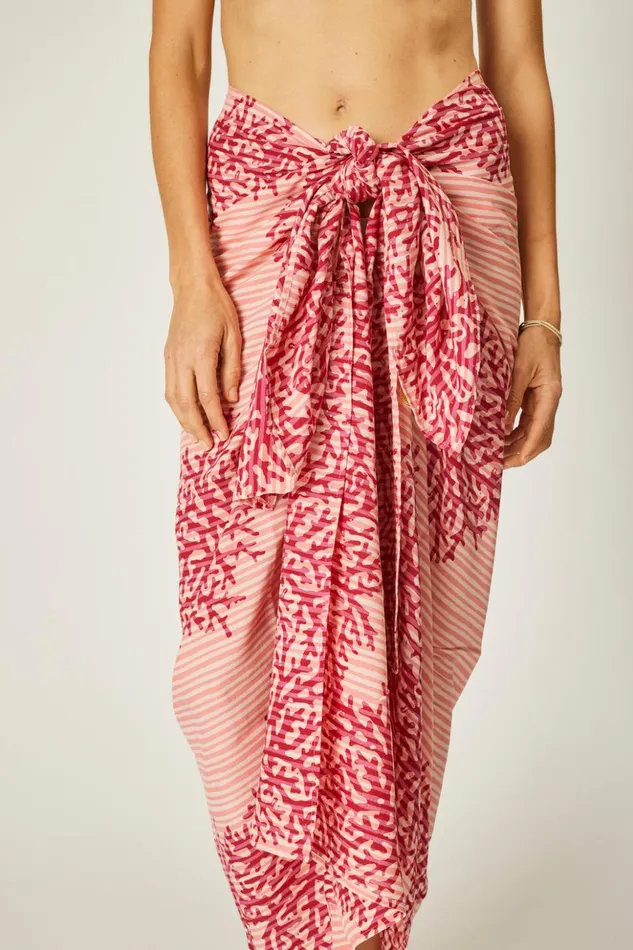 Sarong Batik Coral Fuchsia Women Natalie Martin Coverups
