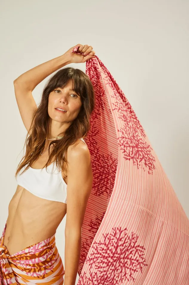 Sarong Batik Coral Fuchsia Women Natalie Martin Coverups