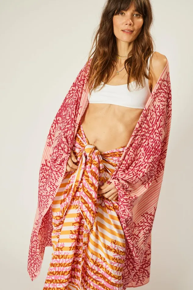 Sarong Batik Coral Orange Women Natalie Martin Bottoms