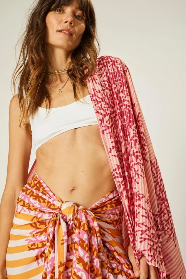 Sarong Batik Coral Orange Women Natalie Martin Bottoms