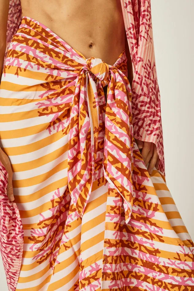 Sarong Batik Coral Orange Women Natalie Martin Bottoms