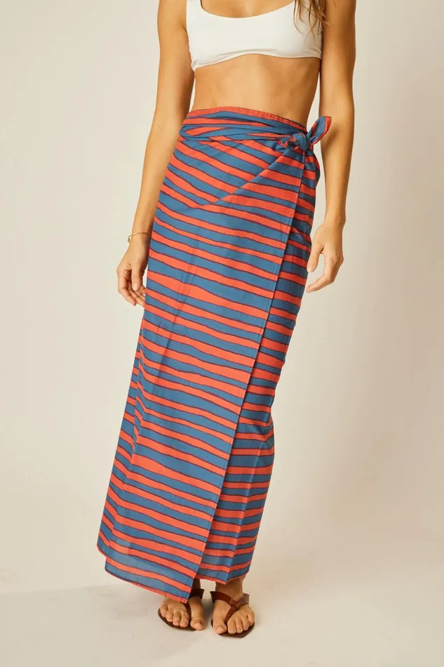 Sarong Batik Stripe Blood Orange Women Natalie Martin Coverups