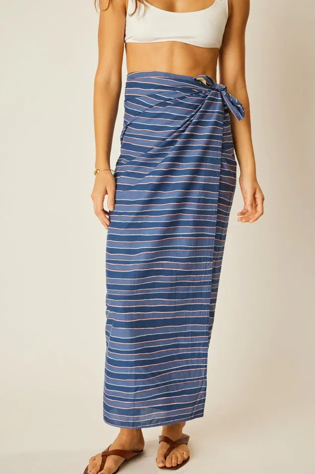 Sarong Batik Stripe Navy Women Natalie Martin Coverups