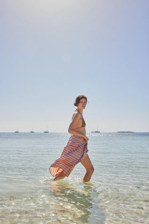 Sarong Batik Stripe Sage Women Natalie Martin Coverups